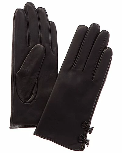 Phenix Bow Cashmere-Lined Leather Gloves Women 3 Phenix Bow Cashmere-Lined Leather Gloves Women