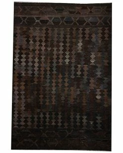 Apadana Modern Geometric Flatweave Black Wool Rug Home
