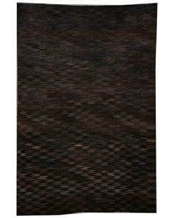 Apadana Modern Geometric Flatweave Black Wool Rug Home