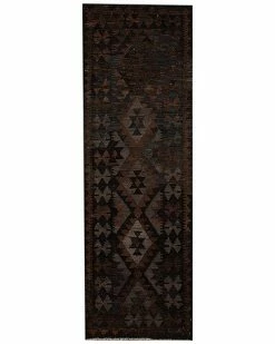 Apadana Modern Geometric Flatweave Black Wool Rug Home