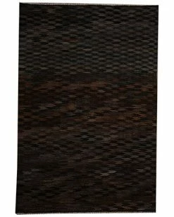 Apadana Modern Geometric Flatweave Black Wool Rug Home