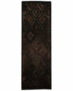 Apadana Modern Geometric Flatweave Black Wool Rug Home