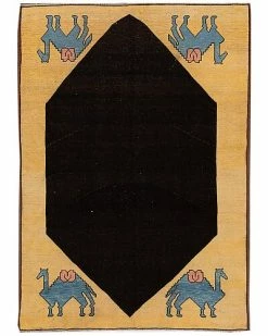 Apadana Mid-20th Century Art Deco Hand-Knotted Black Wool Rug Home