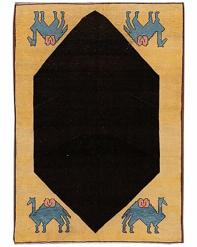 Apadana Mid-20th Century Art Deco Hand-Knotted Black Wool Rug Home 3 Apadana Mid-20th Century Art Deco Hand-Knotted Black Wool Rug Home