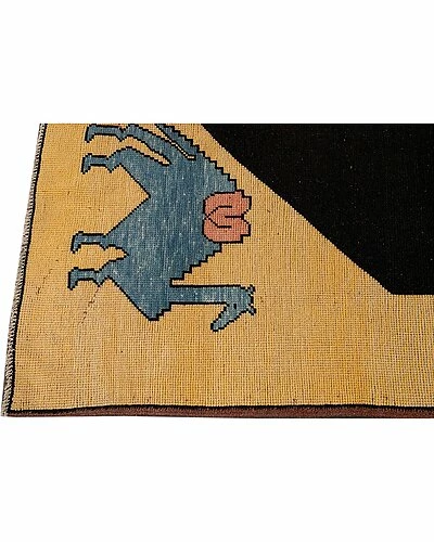 Apadana Mid-20th Century Art Deco Hand-Knotted Black Wool Rug Home 5 Apadana Mid-20th Century Art Deco Hand-Knotted Black Wool Rug Home - Image 3