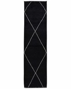 Apadana Modern Moroccan Hand-Knotted Black Wool Rug Home