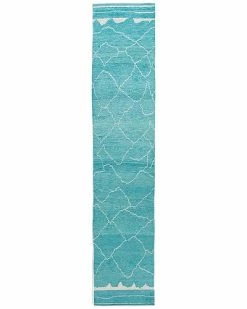 Apadana Modern Moroccan Hand-Knotted Aqua Wool Rug Home