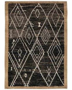 Apadana Modern Geometric Hand-Knotted Black Wool Rug Home
